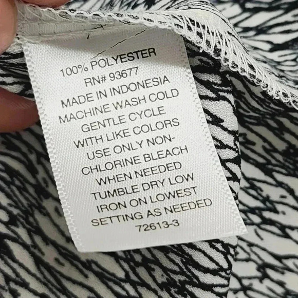 Worthington pattern button down long sleeve chiffon blouse M - Picture 6 of 7